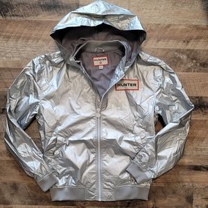 Hunter x Target Silver Windbreaker Jacket sz Small Nautical Sailing Y2K